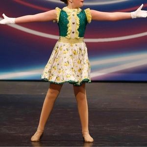 Lemon print green & yellow dance costume LC